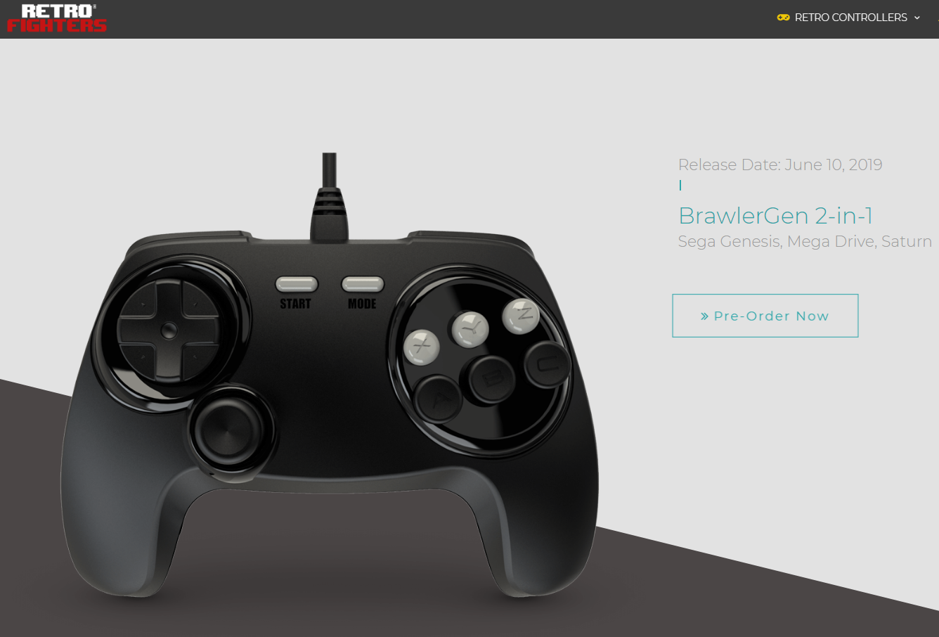 Retro Fighter’s Announced “BrawlerGen” – A Two-in-One Genesis/Mega Drive Saturn Controller